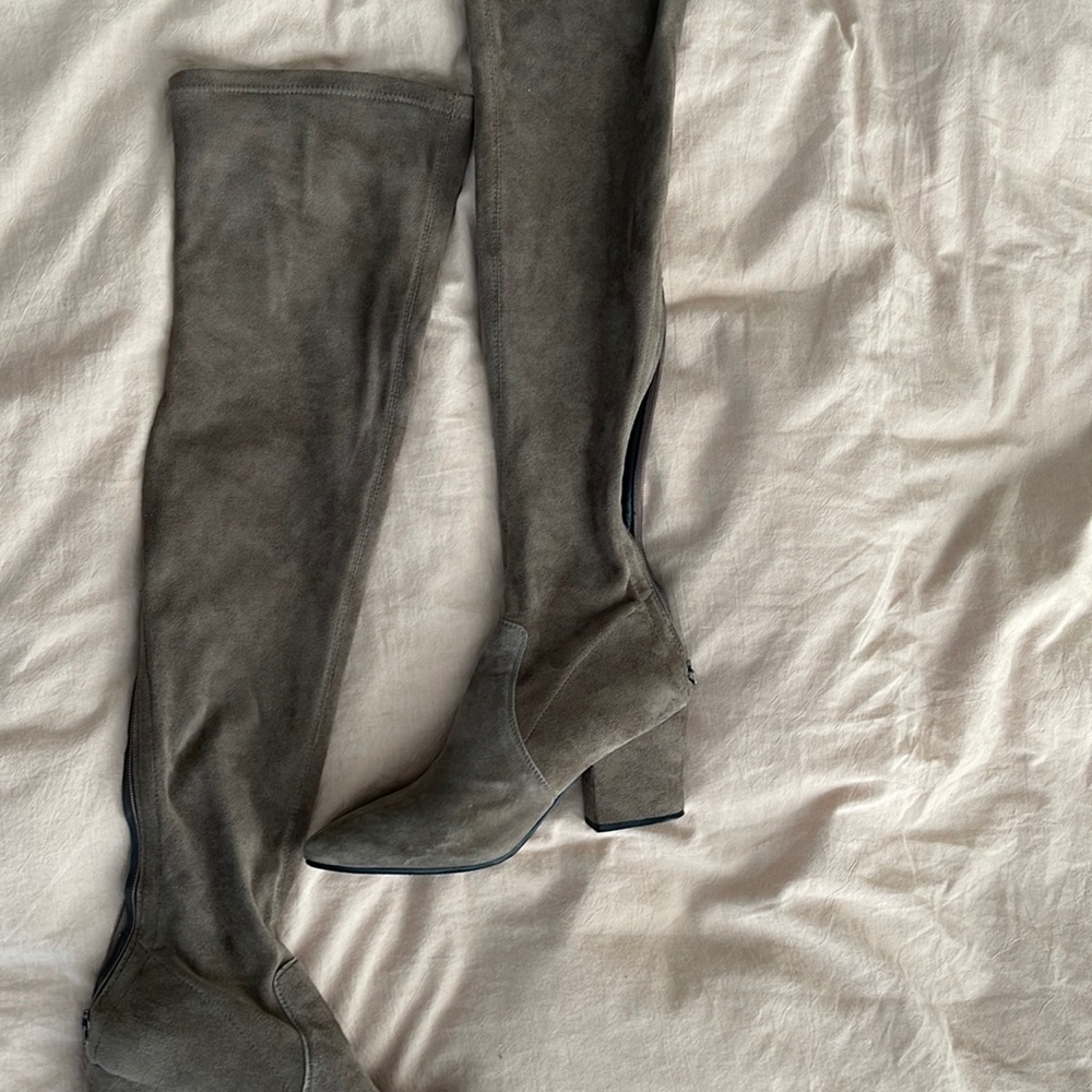 Goodnight macaroon over the knee gray boots 8.5